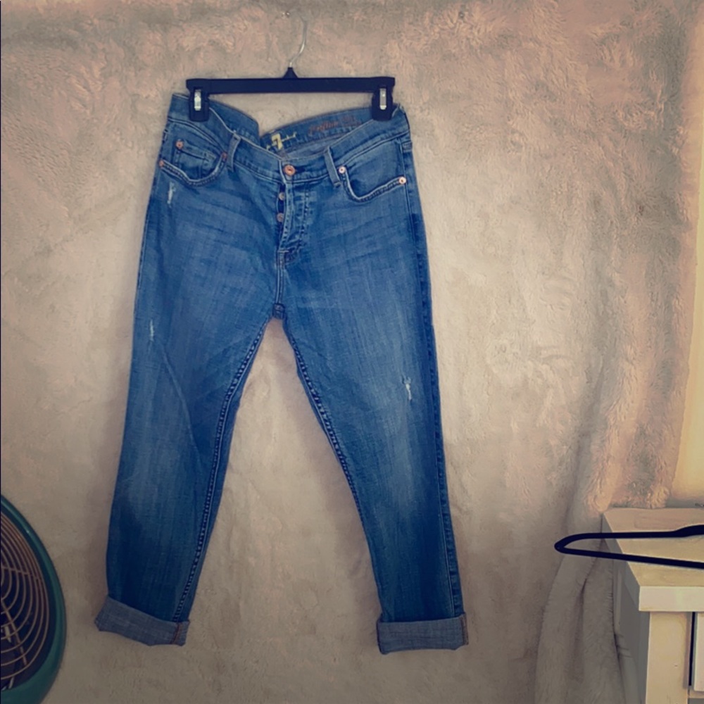 Blue boyfriend style jeans